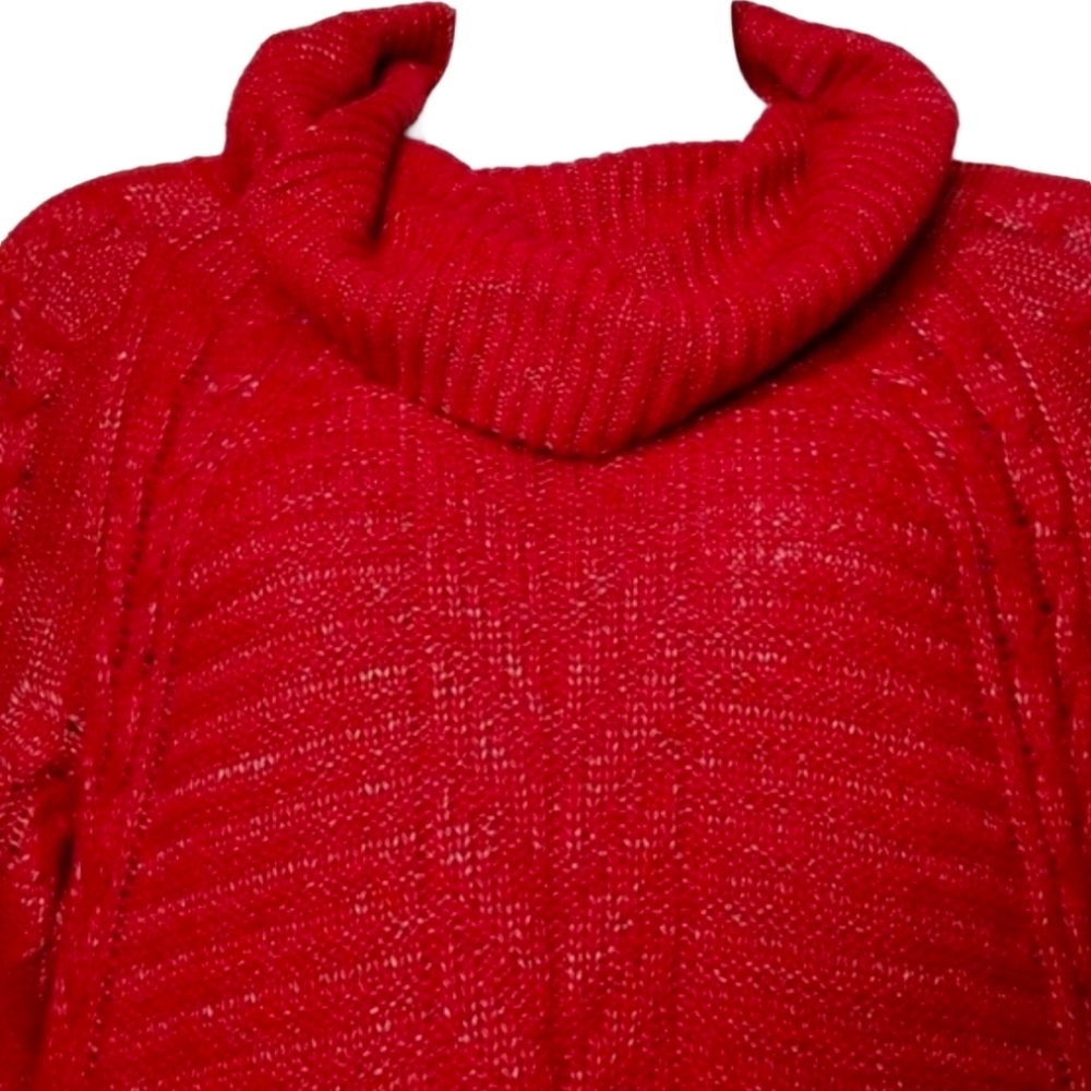 RED COWL NECK Liz CLAIBORNE  SWEATER SHIMMER XL - Picture 2 of 3